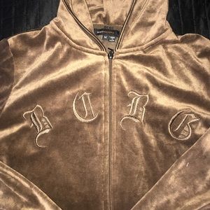 BCBG LOGO VELOUR ZIP UP
